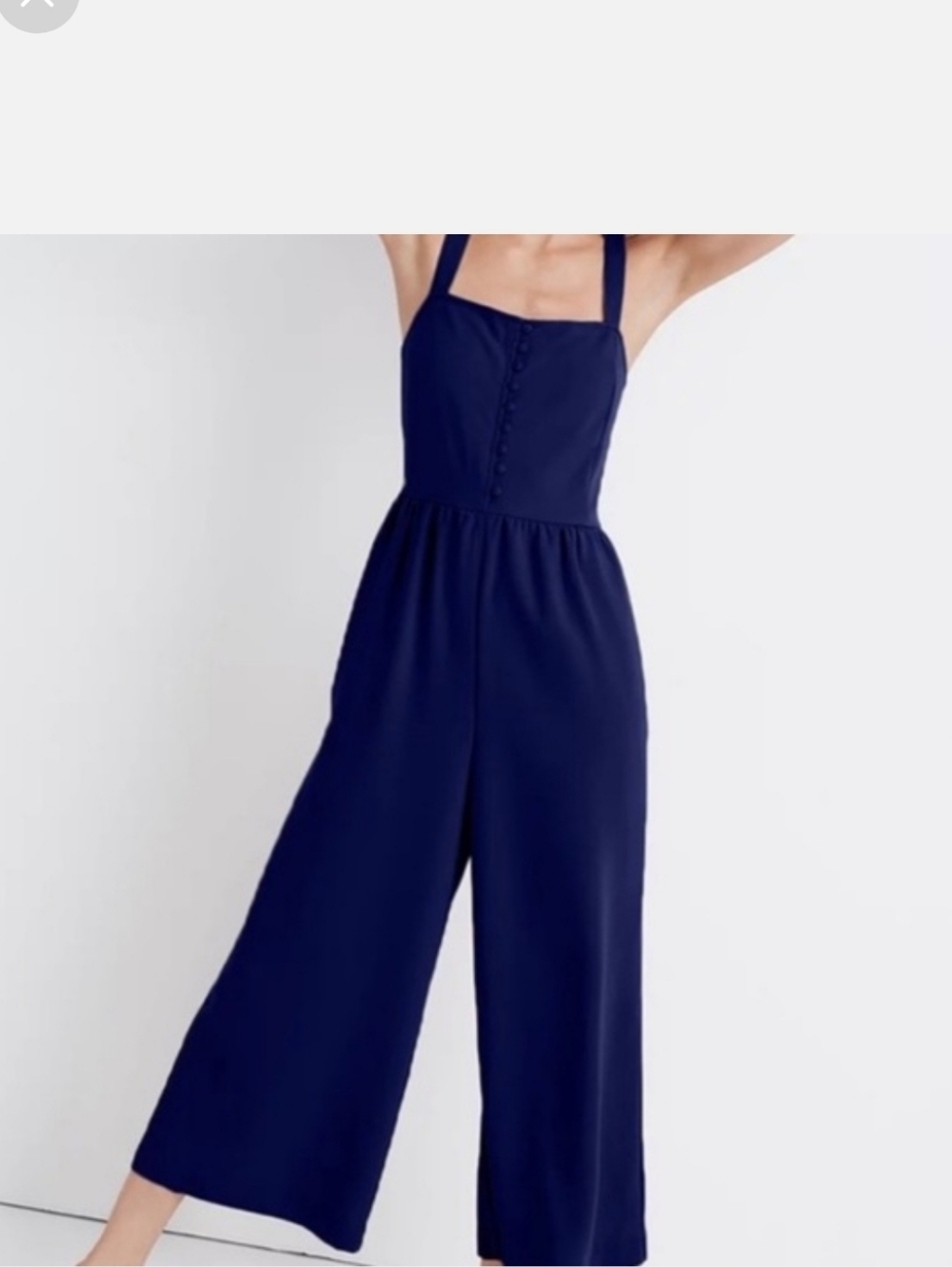 Madewell Navy Square-Neck Wide-Leg Jumpsuit